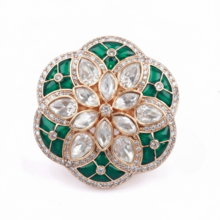 Gold-Plated Kundan Adjustable Ring
