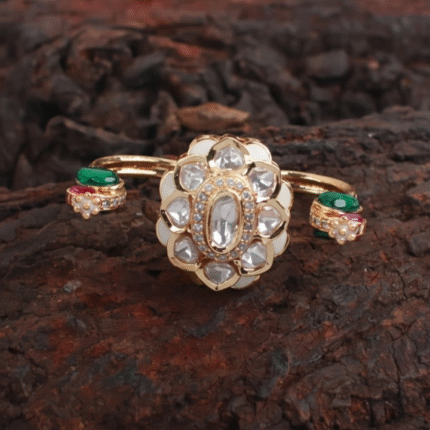 Gold-Plated Kundan Adjustable Ring